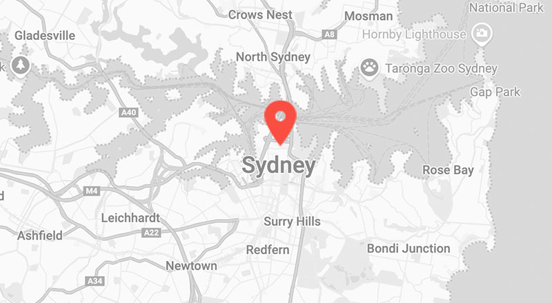 Map showing Sydney, Australia