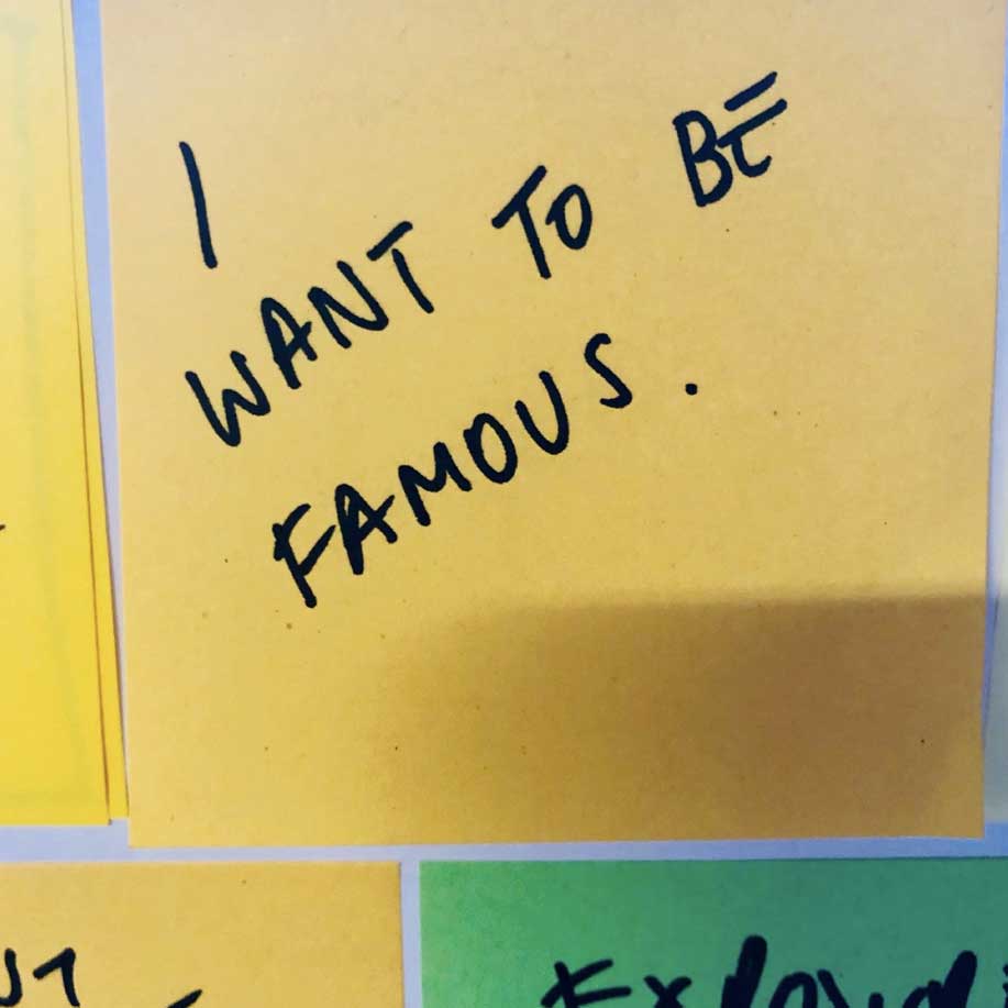 Student workshop post-it note